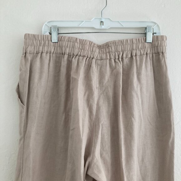 Naturals d&co Linen Blend Wide Leg Pull On Pants Flax Tan Beach Lagenlook MP - Picture 5 of 8